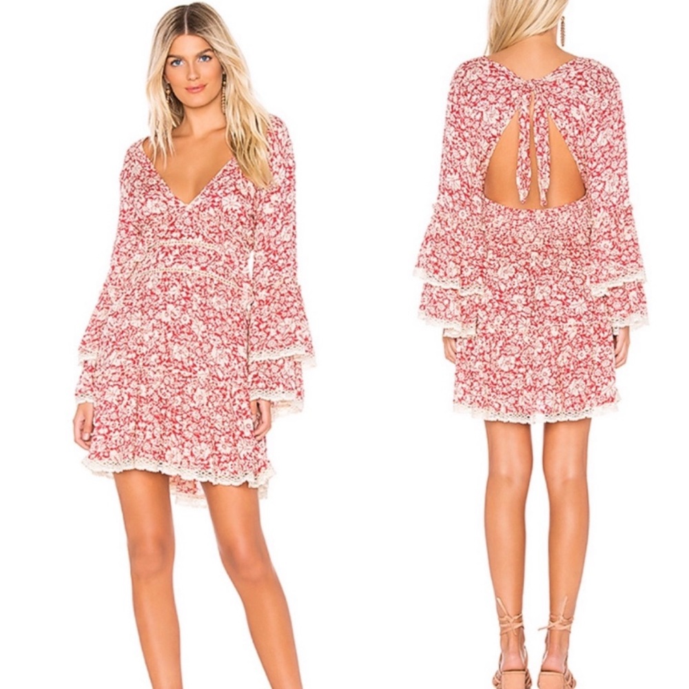 Free People Kristall Mini Dress in Red. Size M.